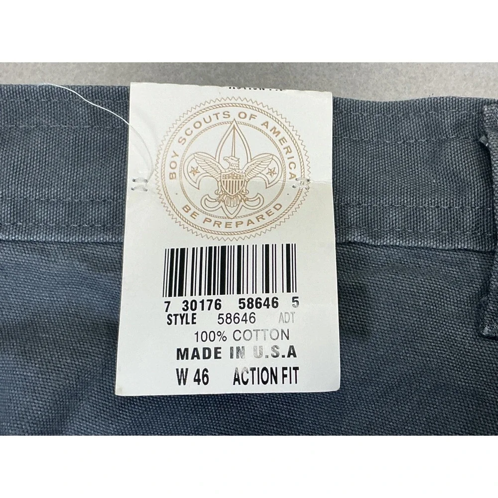 Boy Scouts of America Official Uniform Cargo Shorts W46 Gray Action Fit NWT USA